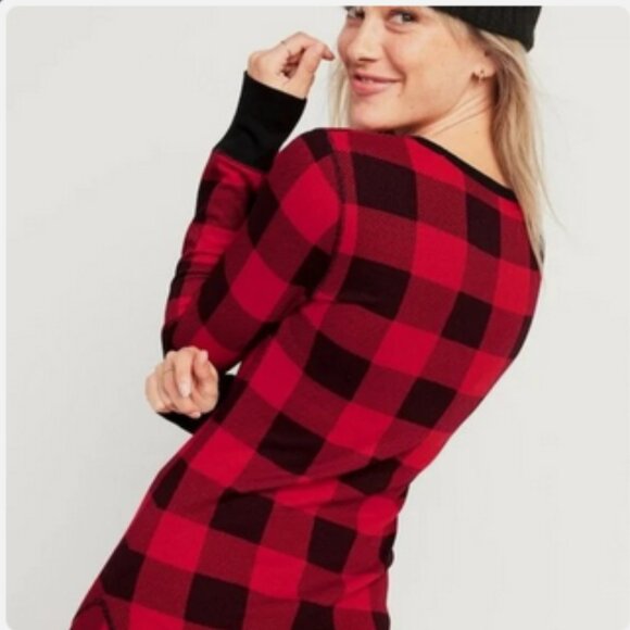 EUC ~ Old Navy Women’s Cozy Buffalo Plaid Thermal Waffle Top (Size:  Large) - Picture 5 of 7